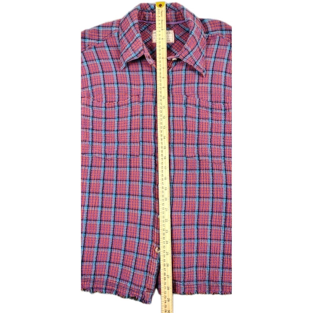 Free People We the Free Cardiff Plaid Top Oversized Boho Grunge Size Medium - Picture 7 of 10